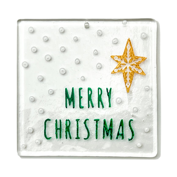 Hand Painted Recycled Glass Christmas Decoration - Merry