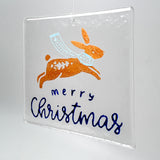 Hand Painted Recycled Glass Christmas Decoration - Hare