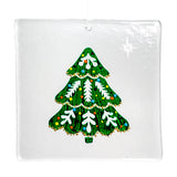Hand Painted Recycled Glass Christmas Decoration - Tree