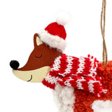 Wooden Woolly Fox Christmas Decoration