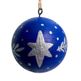 Hand Painted Wooden Bauble - Silver Star