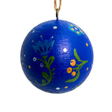 Hand Painted Wooden Bauble - Folksy Blue