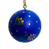 Hand Painted Wooden Bauble - Folksy Blue