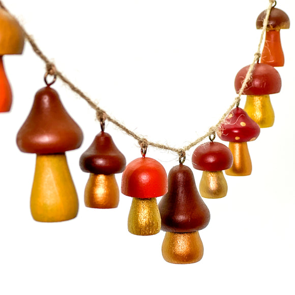 Hand-painted Wooden Mushroom Garland