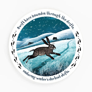 Hare and Bothy, Christmas Ceramic Coaster