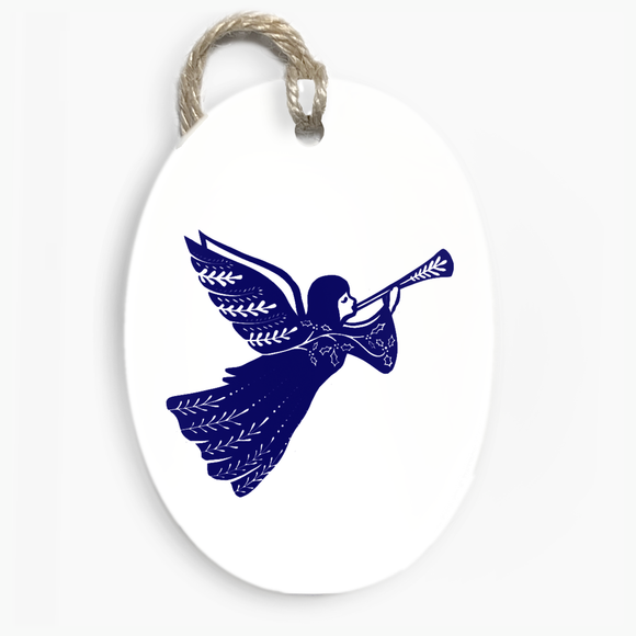 Folk Angel Ceramic Decoration BLUE