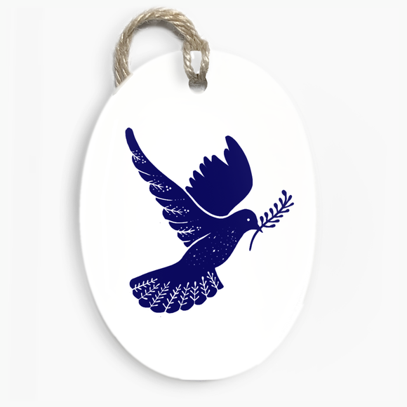 Folk Dove Ceramic Decoration BLUE