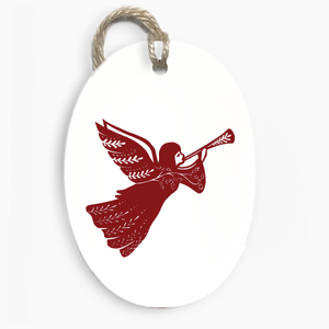 Folk Angel Ceramic Decoration RED