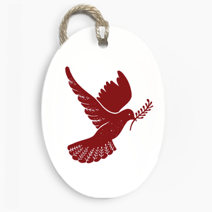 Folk Dove Ceramic Decoration RED