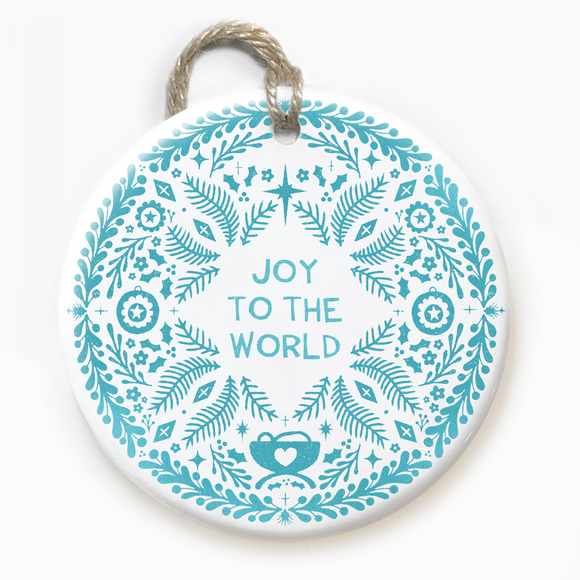 Joy To The World Ceramic Ornament Round