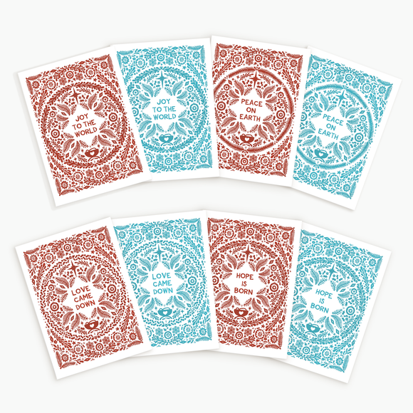 Folk Block Print Christmas Cards