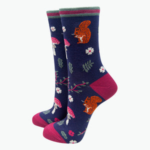 Red Squirrel Bamboo Socks