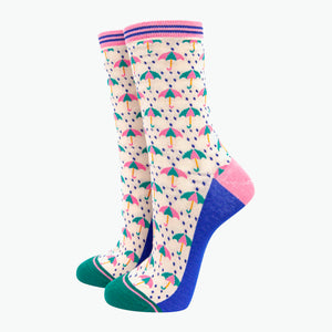 Umbrella Bamboo Socks (Pink/Green)