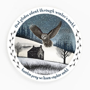 Owl and Bothy, Christmas Ceramic Coaster