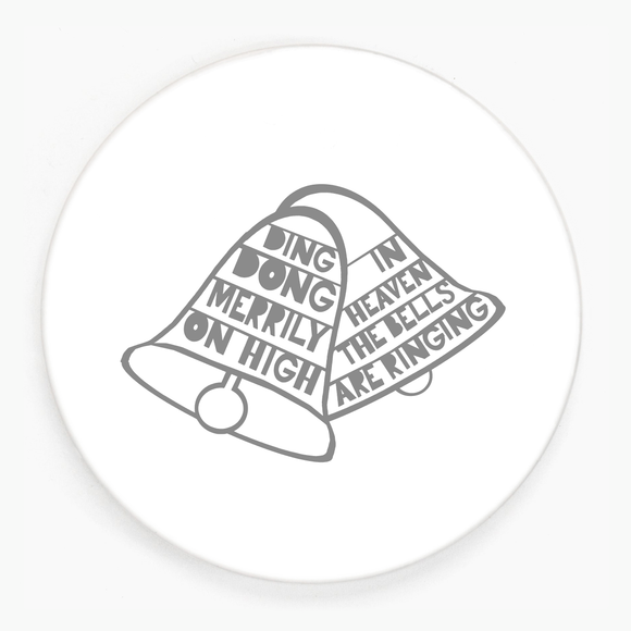 'Ding Dong Merrily' Ceramic Coaster