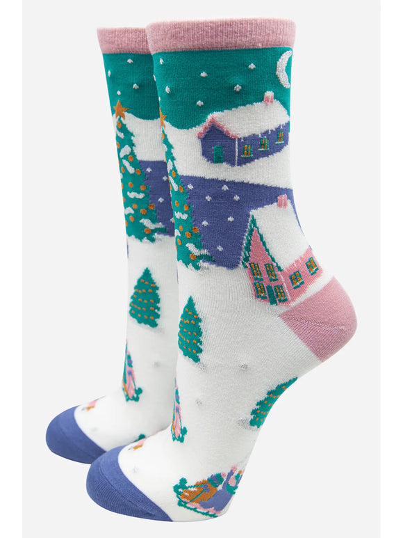 Christmas Village Bamboo Socks (3-7 UK)