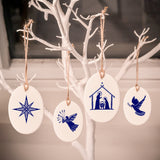 Ceramic Tree Decorations - Folk Series BLUE