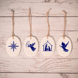 Ceramic Tree Decorations - Folk Series BLUE