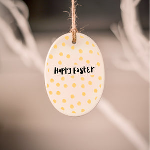 Spotty Yellow Happy Easter Decoration