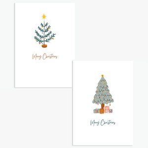 Cosy Christmas Tree Cards - Pack of 4