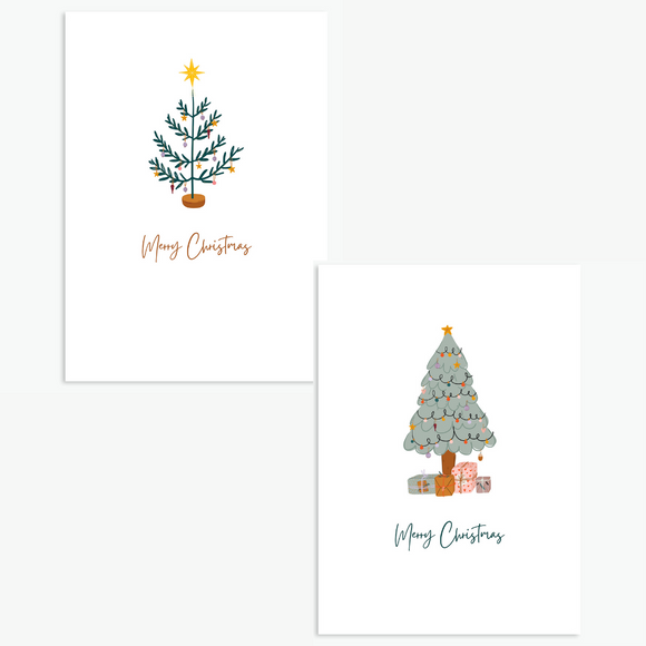 Cosy Christmas Tree Cards - Pack of 4