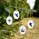 Ceramic Tree Decorations - Folk Series BLUE