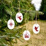 Ceramic Tree Decorations - Folk Series RED