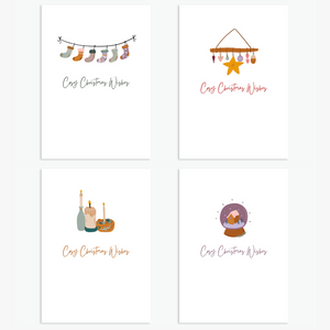 Cosy Christmas Wishes Cards - Pack of 4