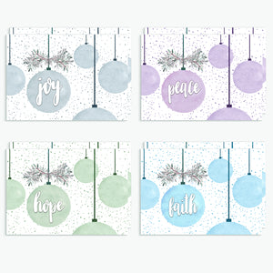 Pack of 10 Christmas Cards - Baubles