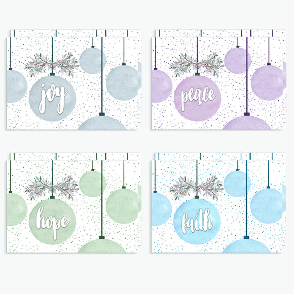 Pack of 10 Christmas Cards - Baubles