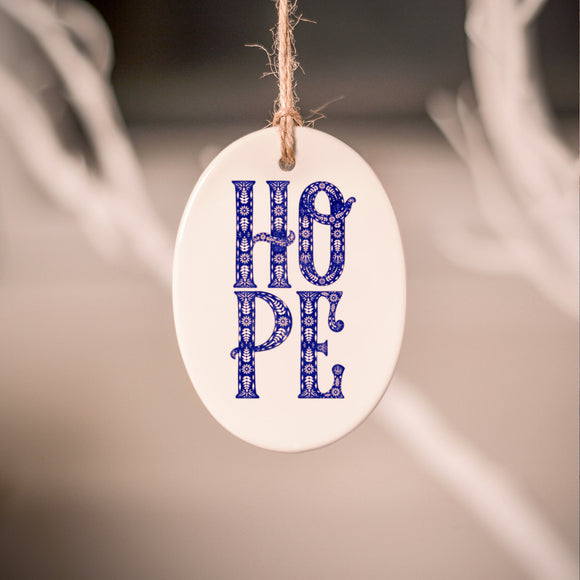 HOPE Ceramic Tree Decoration Blue