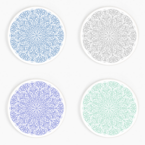 Snowflake Ceramic Coaster Set of 4