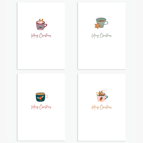 Cosy Drink Christmas Cards - Pack of 4
