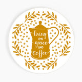 Living on Grace & Coffee Ceramic Coaster