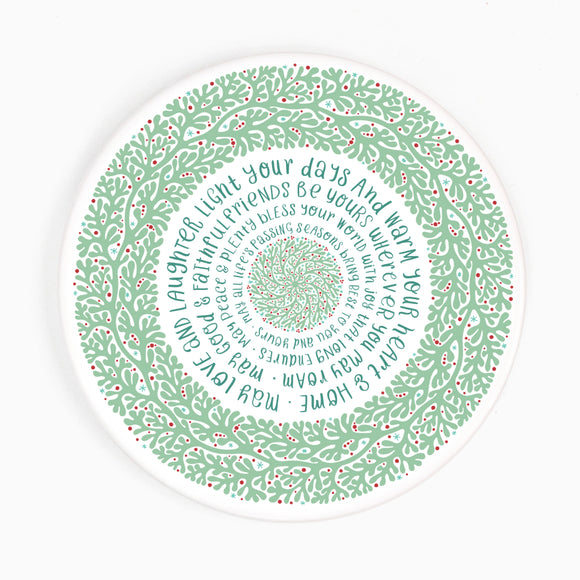 Love and Laughter Christmas Blessing, Ceramic Coaster