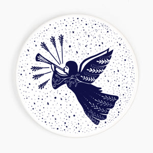 Folk Angel Christmas Ceramic Coaster