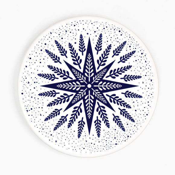 Folk Star Christmas Ceramic Coaster