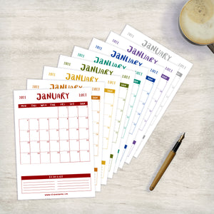 2021 / 2022 CALENDAR - MONTH BY MONTH - PRINTABLE PDF