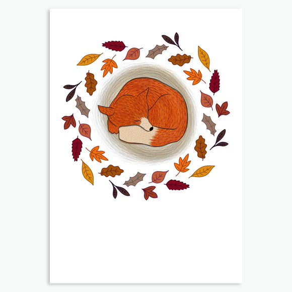 Hibernating Fox, Art Print