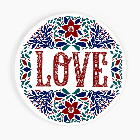 LOVE Christmas Ceramic Coaster