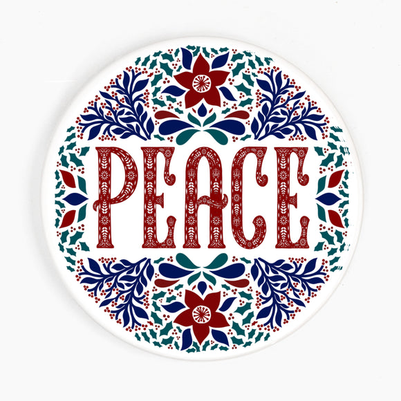 PEACE Christmas Ceramic Coaster