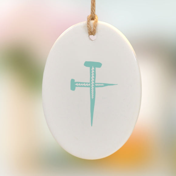 Folksy Nail Cross Easter Decoration