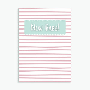 New Baby, Pink Stripes A6 Card