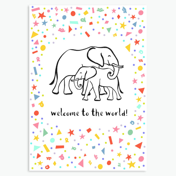 Welcome to the World - Elephant A6 Card
