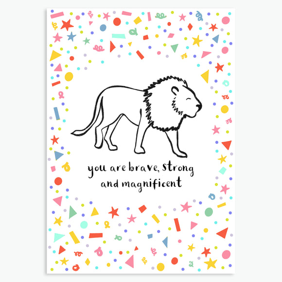 Brave, Strong, Magnificent Lion A6 Card