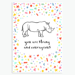 Strong & Courageous Rhino A6 Card