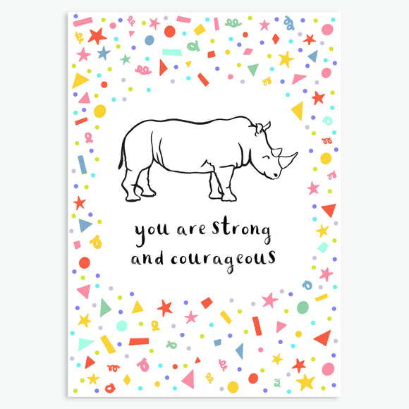 Strong & Courageous Rhino A6 Card