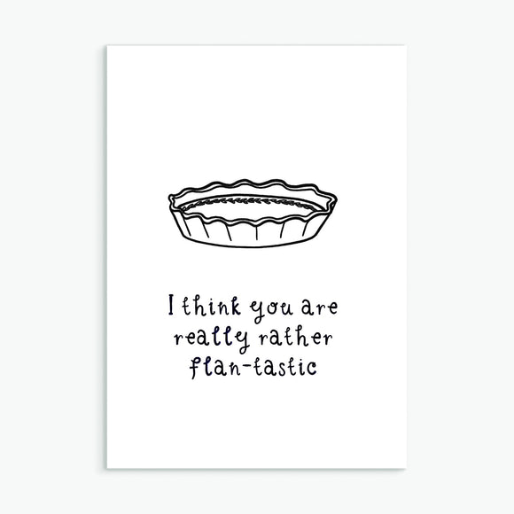 Flan-tastic, A6 greetings card