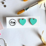 Midi Aqua Heart Studs