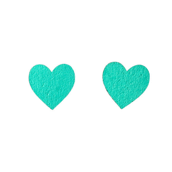 Midi Aqua Heart Studs